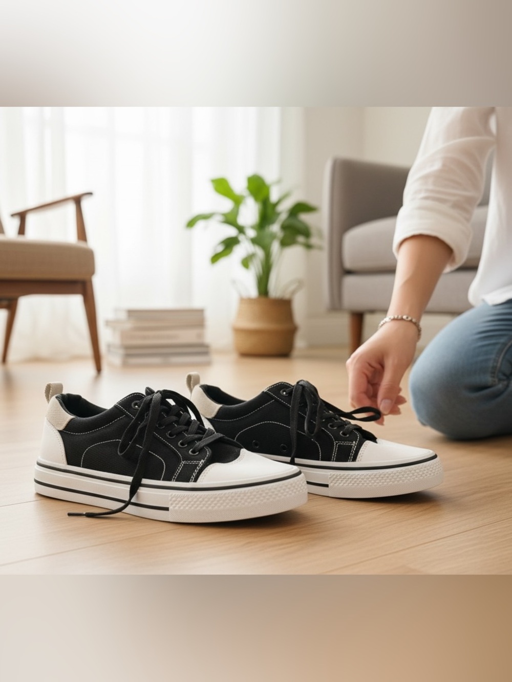 Black and Tan Skateboard shoes with White Trim